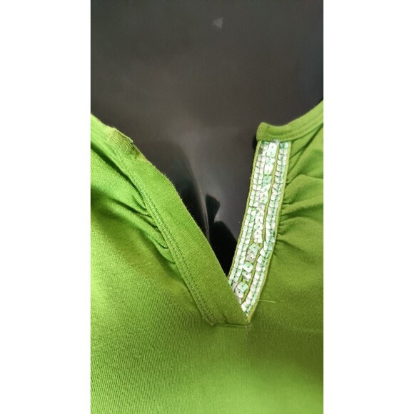 Y2K Bell Sleeve Babydoll T Shirt  Med Split Neck Green Whimsigoth Fairy Grunge - Picture 5 of 6